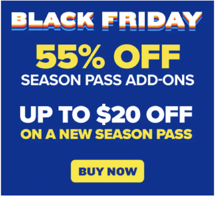 Screenshot of SixFlags Black Friday deals ad.