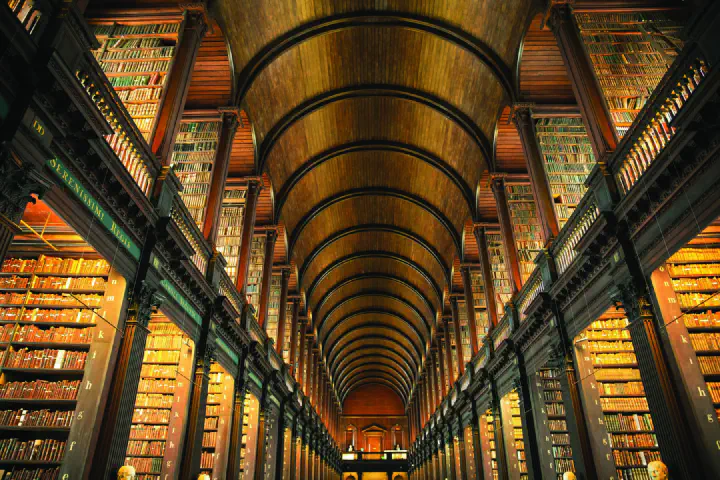 Long room perspective, Trinity College Library, Dublin.