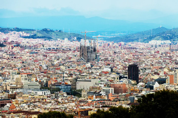 Overview of the city of Barcelona, Spain.